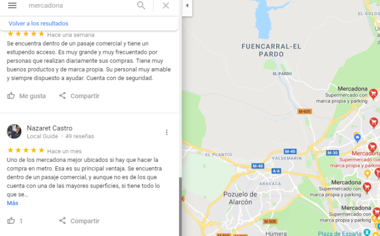 Las reseñas valoradas en Maps destacan por encima de las demás