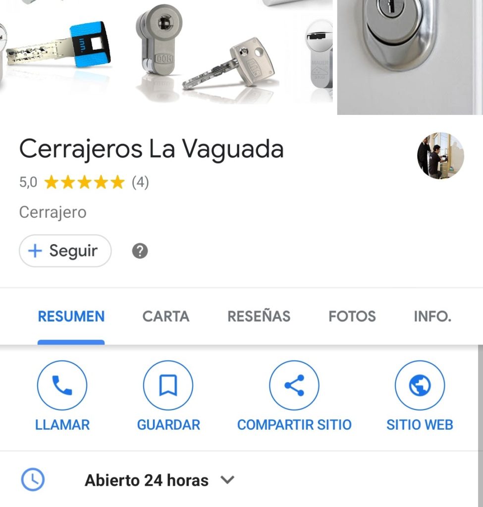 Cerrajeros La Vaguada en Google Maps